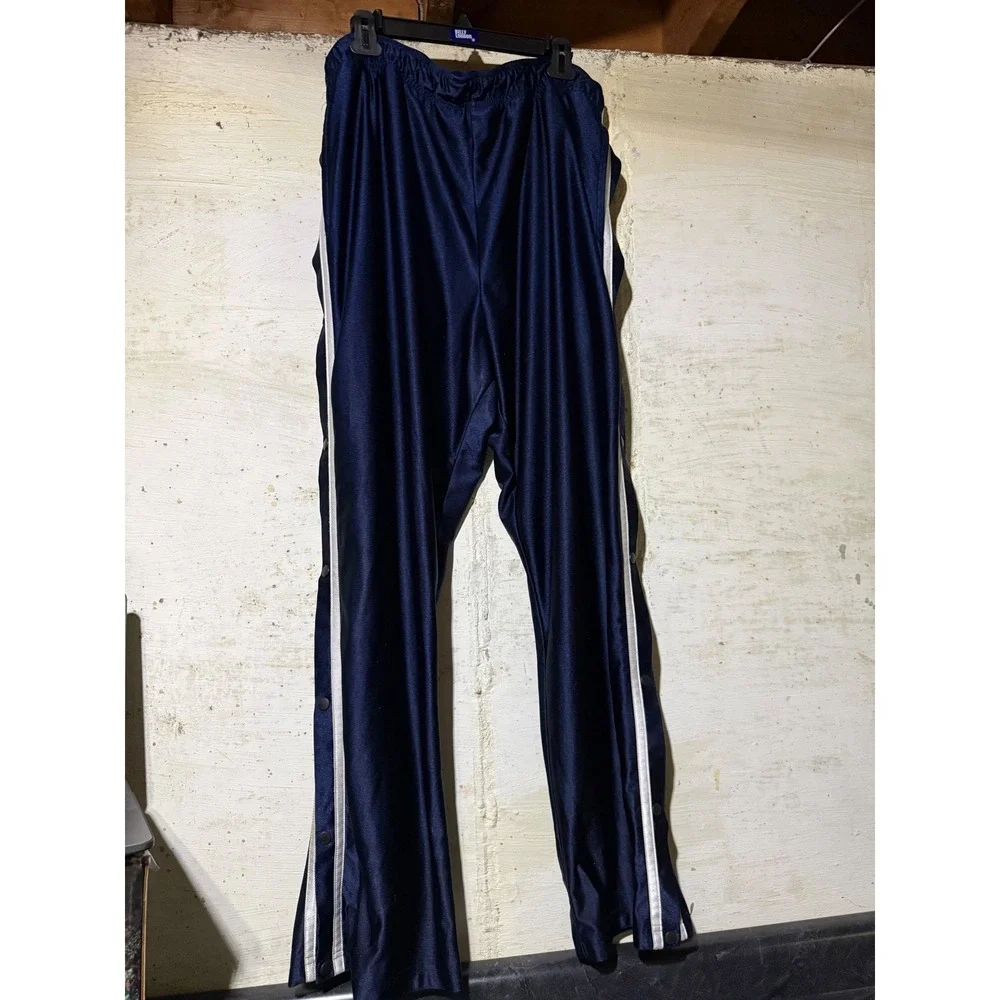 Footaction USA Mens XXL Navy Blue Snap Button Tearaway Track Pants Striped 90s